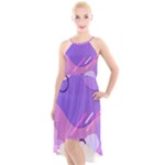 Colorful Labstract Wallpaper Theme High-Low Halter Chiffon Dress 
