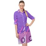 Colorful Labstract Wallpaper Theme Long Sleeve Mini Shirt Dress