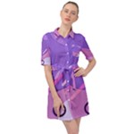 Colorful Labstract Wallpaper Theme Belted Shirt Dress