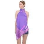 Colorful Labstract Wallpaper Theme Halter Asymmetric Satin Top