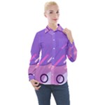 Colorful Labstract Wallpaper Theme Women s Long Sleeve Pocket Shirt