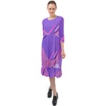 Colorful Labstract Wallpaper Theme Ruffle End Midi Chiffon Dress