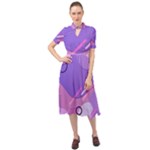 Colorful Labstract Wallpaper Theme Keyhole Neckline Chiffon Dress