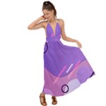 Colorful Labstract Wallpaper Theme Backless Maxi Beach Dress