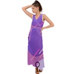 Colorful Labstract Wallpaper Theme V-Neck Chiffon Maxi Dress