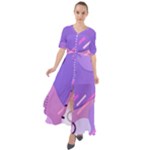 Colorful Labstract Wallpaper Theme Waist Tie Boho Maxi Dress