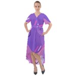 Colorful Labstract Wallpaper Theme Front Wrap High Low Dress