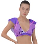Colorful Labstract Wallpaper Theme Plunge Frill Sleeve Bikini Top