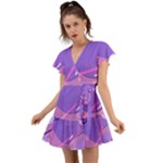 Colorful Labstract Wallpaper Theme Flutter Sleeve Wrap Dress