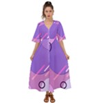 Colorful Labstract Wallpaper Theme Kimono Sleeve Boho Dress