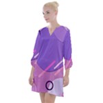 Colorful Labstract Wallpaper Theme Open Neck Shift Dress