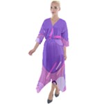 Colorful Labstract Wallpaper Theme Quarter Sleeve Wrap Front Maxi Dress