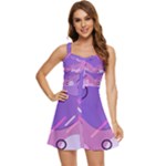 Colorful Labstract Wallpaper Theme Ruffle Edge Bra Cup Chiffon Mini Dress