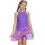Colorful Labstract Wallpaper Theme Kids  Halter Collar Waist Tie Chiffon Dress