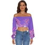 Colorful Labstract Wallpaper Theme Long Sleeve Crinkled Weave Crop Top