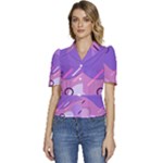 Colorful Labstract Wallpaper Theme Puffed Short Sleeve Button Up Jacket