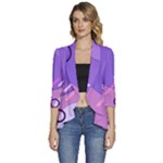 Colorful Labstract Wallpaper Theme Women s 3/4 Sleeve Ruffle Edge Open Front Jacket