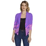 Colorful Labstract Wallpaper Theme Women s Draped Front 3/4 Sleeve Shawl Collar Jacket