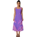 Colorful Labstract Wallpaper Theme Square Neckline Tiered Midi Dress