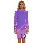 Colorful Labstract Wallpaper Theme Long Sleeve Shirt Collar Bodycon Dress