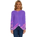 Colorful Labstract Wallpaper Theme Long Sleeve Crew Neck Pullover Top
