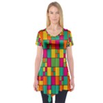 Abstract-background Short Sleeve Tunic 