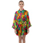 Abstract-background Long Sleeve Satin Kimono