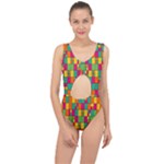 Abstract-background Center Cut Out Swimsuit