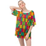 Abstract-background Oversized Chiffon Top