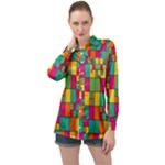 Abstract-background Long Sleeve Satin Shirt