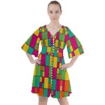 Abstract-background Boho Button Up Dress