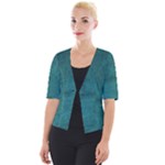 Background Green Cropped Button Cardigan