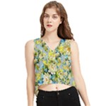 Background-flowers V-Neck Cropped Tank Top