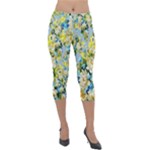 Background-flowers Lightweight Velour Capri Leggings 