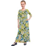 Background-flowers Kids  Quarter Sleeve Maxi Dress