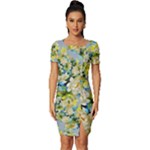 Background-flowers Fitted Knot Split End Bodycon Dress