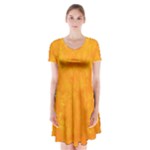 Background-yellow Short Sleeve V-neck Flare Dress