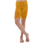 Background-yellow Kids  Lightweight Velour Cropped Yoga Leggings