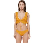 Background-yellow Low Cut Ruffle Edge Bikini Set