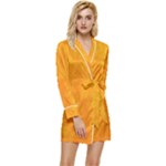 Background-yellow Long Sleeve Satin Robe