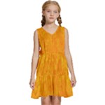 Background-yellow Kids  Sleeveless Tiered Mini Dress