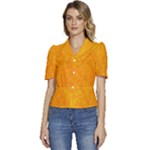 Background-yellow Puffed Short Sleeve Button Up Jacket