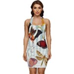 Butterfly-love Sleeveless Wide Square Neckline Ruched Bodycon Dress