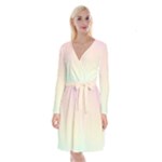 Pastel , Purple, Pink, Blue, Light, Mix Long Sleeve Velvet Front Wrap Dress