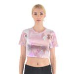 Pink Aesthetic, Clouds, Cute, Glitter, Hello Kitty, Pastel, Soft Cotton Crop Top