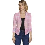 Pink Aesthetic, Clouds, Cute, Glitter, Hello Kitty, Pastel, Soft Women s Casual 3/4 Sleeve Spring Jacket