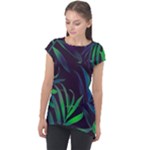 Tree Leaves Cap Sleeve High Low Top