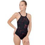 Amoled Red N Black High Neck One Piece Swimsuit