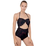 Amoled Red N Black Scallop Top Cut Out Swimsuit