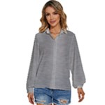 Aluminum Textures, Horizontal Metal Texture, Gray Metal Plate Women s Long Sleeve Button Up Shirt